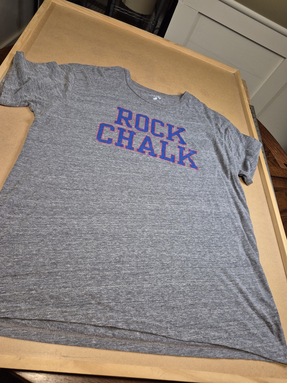 League Gray Short Sleeve Tee with Blue and Red 'ROCK CHALK' Graphic 3746/5